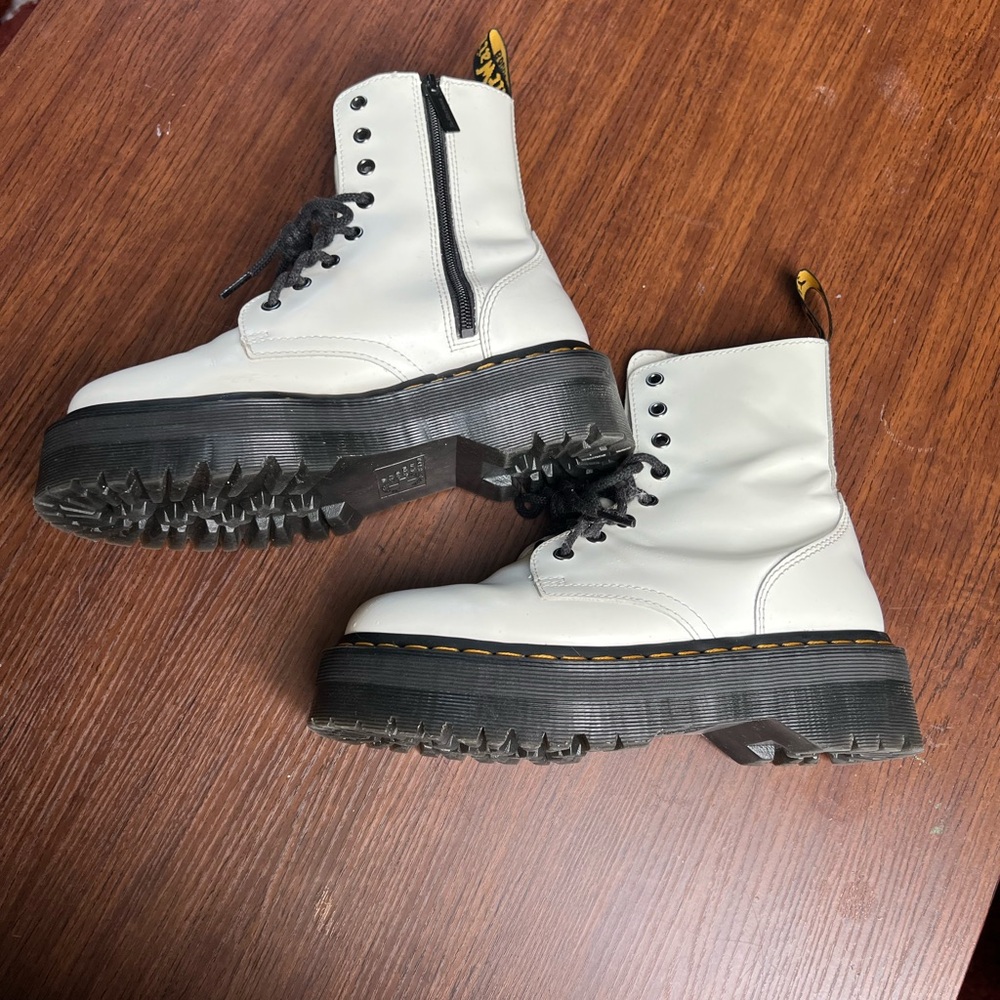 Dr. Martens White Platform Leather Women's Boots - Picture 5 of 9